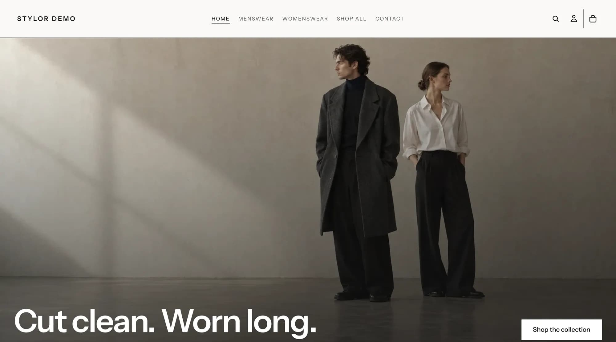 The Stylor demo store's homepage